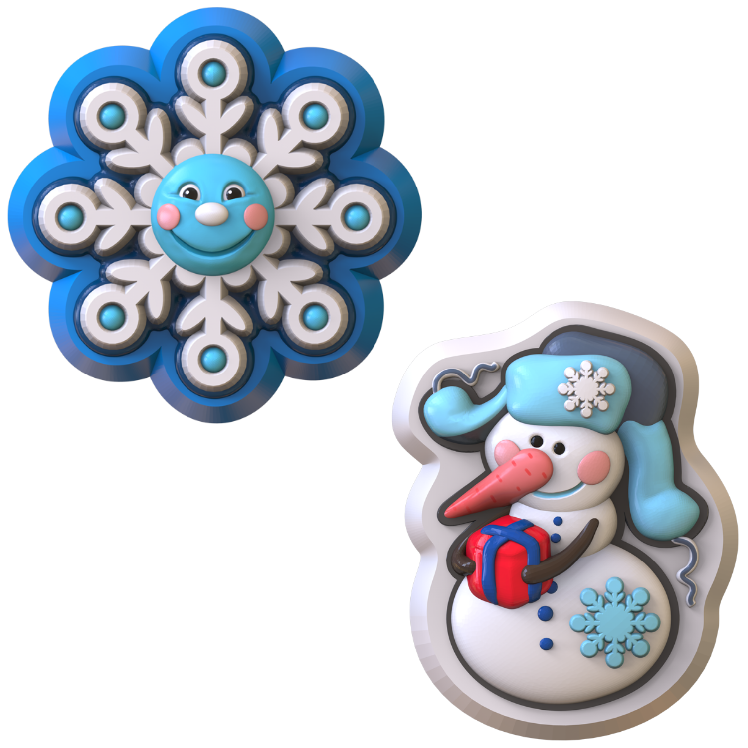 Набор для творчества LORI Магниты из гипса. Снеговик и снежинка - фото 2