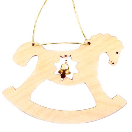 Сувенир для раскрашивания Символик Деревянная подвеска Конь с колокольчиком