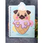 Блокнот на спирали iLikeGift Pug ice cream 60 листов