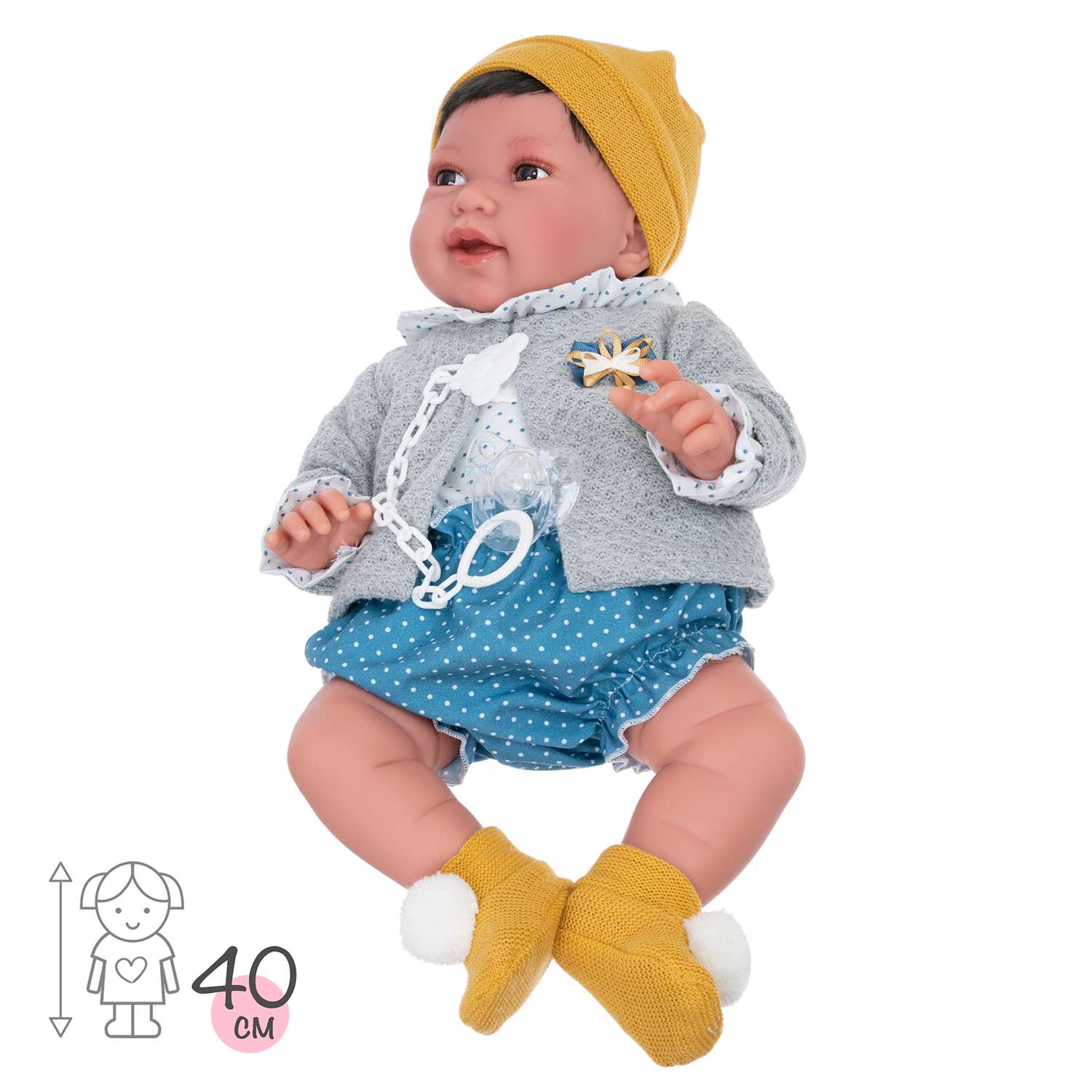 Кукла малышка Antonio Juan Реборн Елена в желтом 40 см мягконабивная 3305 - фото 8