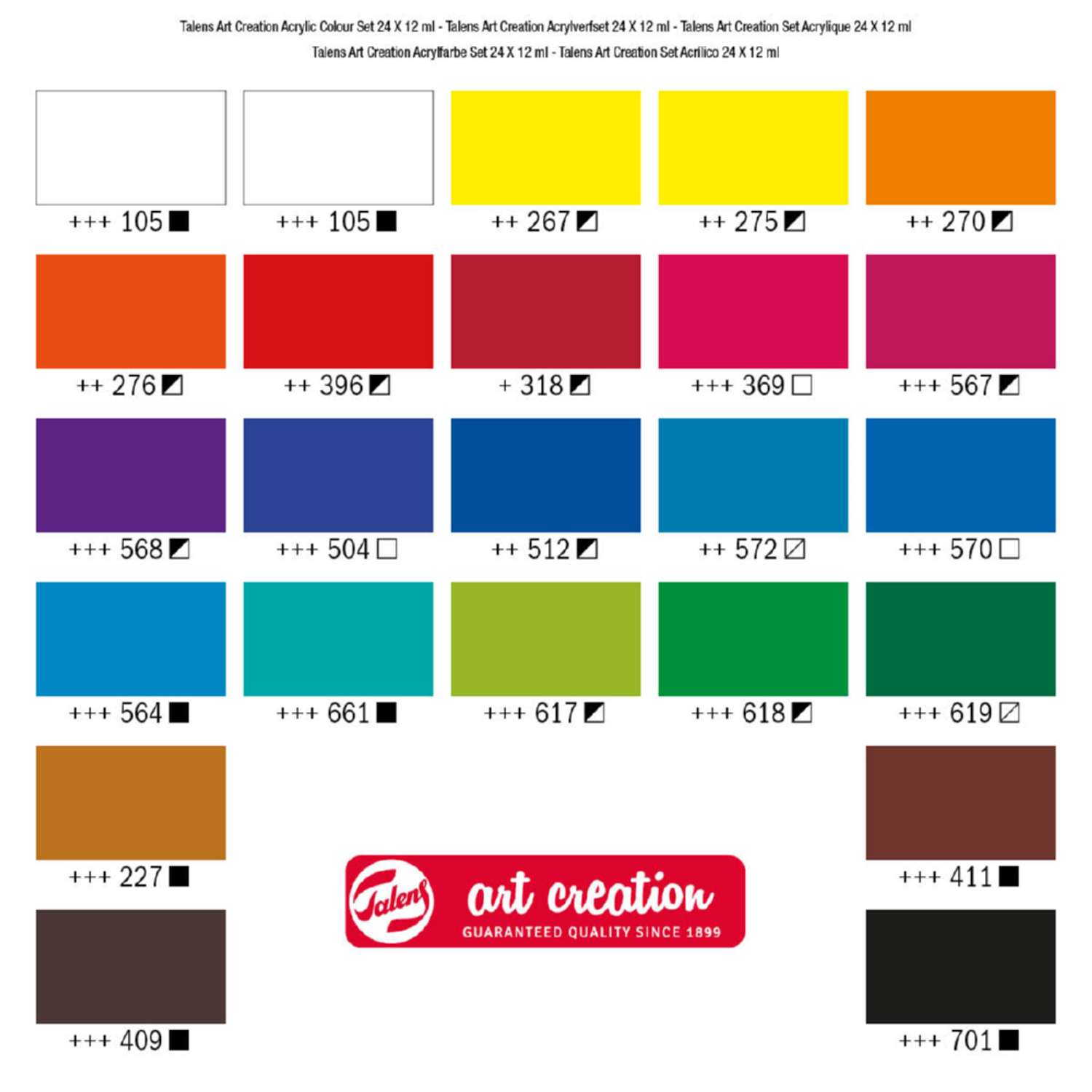 Набор акриловых красок Talens Art Creation Art Creation 24 цвета в тубах по 12мл в картонной упаковке - фото 4