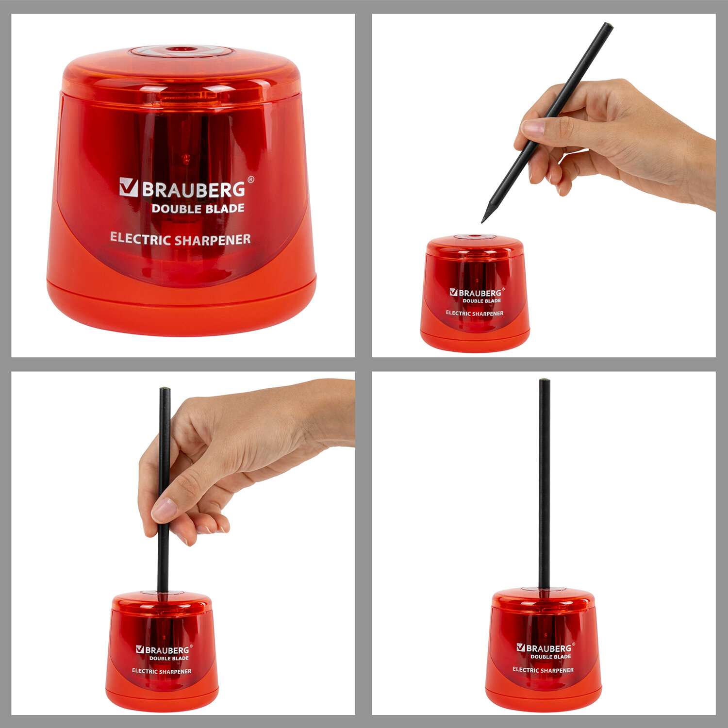 Точилка электрическая Brauberg для карандашей с контейнером для стружки - фото 10