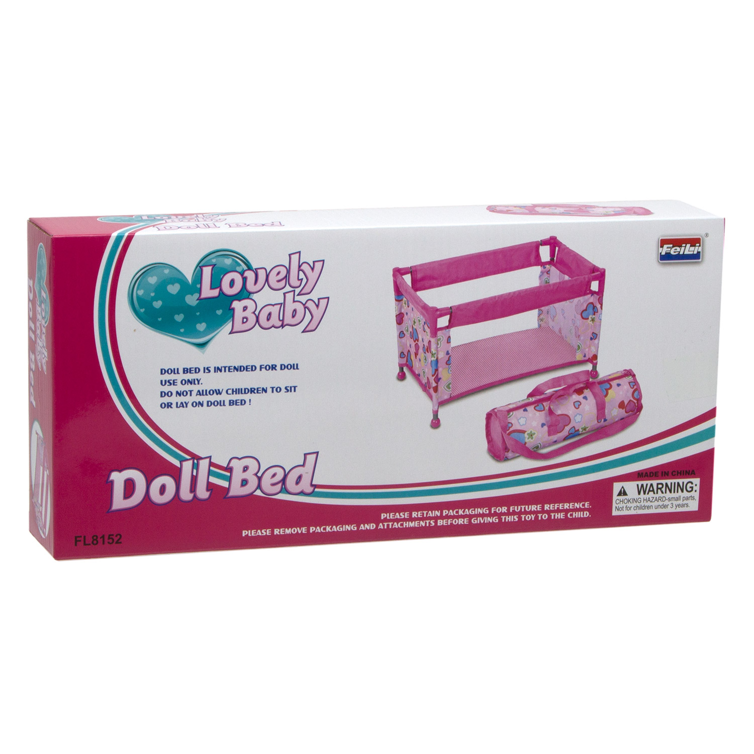 Кроватка для куклы S+S с сумкой-переноской розовая 100195046 - фото 2
