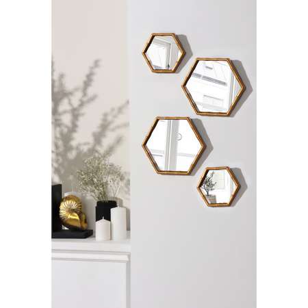 Набор зеркал Queen fair настенных «Бамбук» зеркальная поверхность 22.7 × 20/15 × 13.2 см цвет золотистый