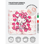 Туалетная бумага World cart с рисунком Hello Kitty 3 слоя 4 рулона по 200 листов