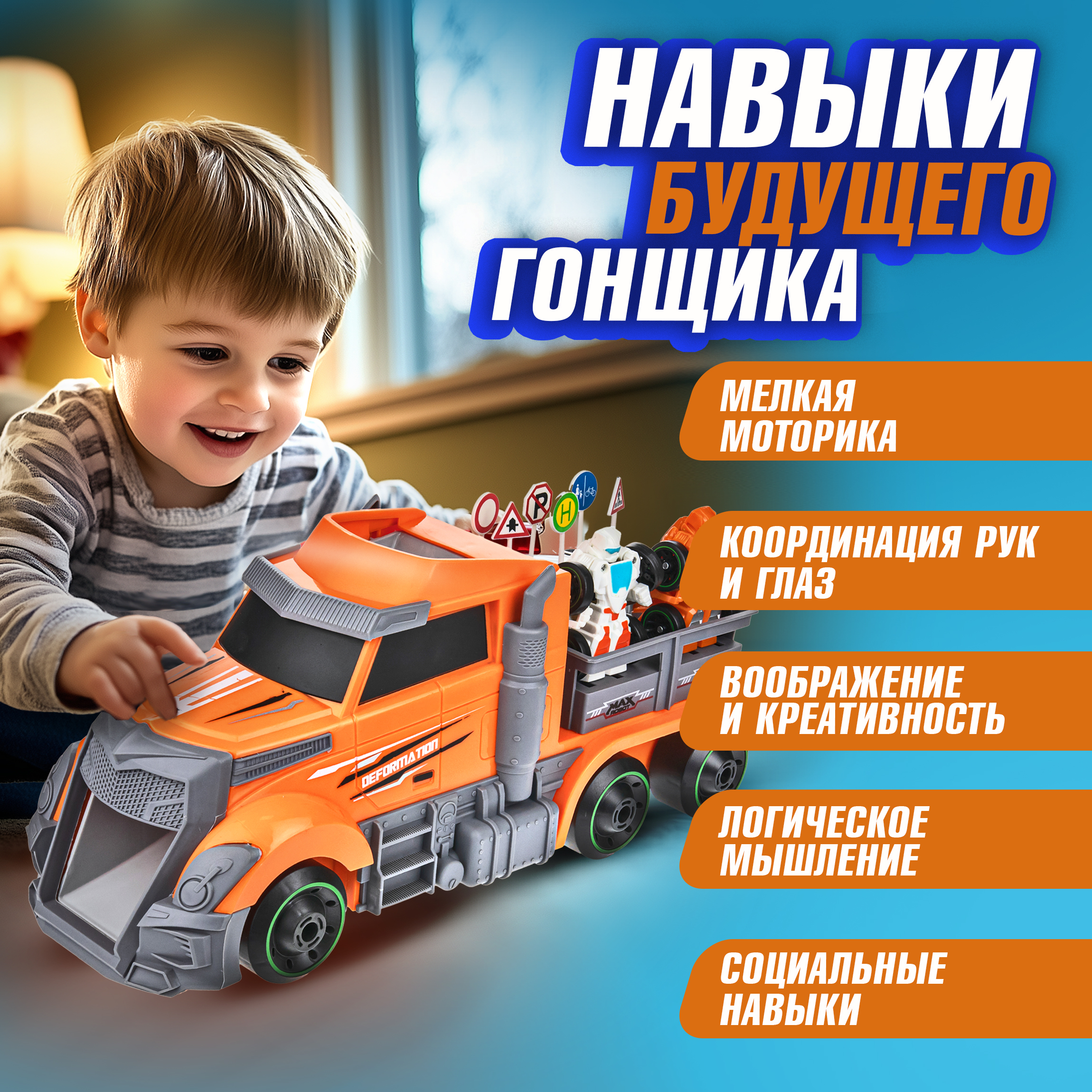 Игровой набор 1TOY Мой первый трансформер оранжевый Т19434 - фото 7