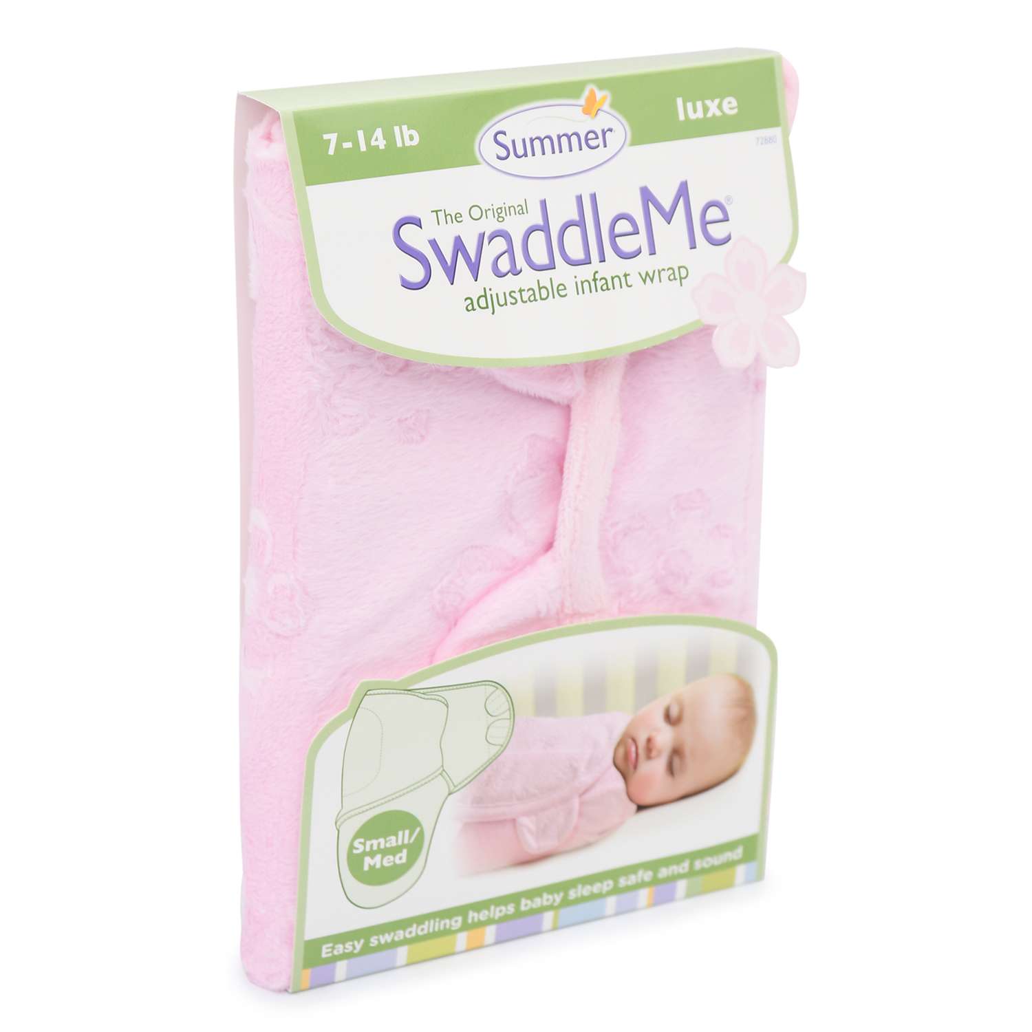 Конверт Summer Infant Swaddleme на липучке Lux Velboa S/M Розовый/цветы - фото 6