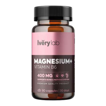 БАД Iverylab Комплекс магния и витамина B6 для памяти и нервной системы Magnesium + Vitamin B6