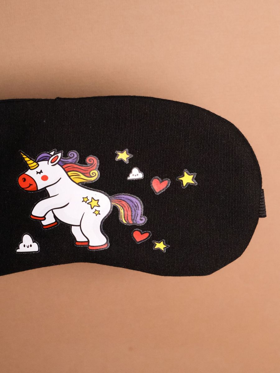 Маска для сна iLikeGift Unicorn rearing black с гелевым вкладышем - фото 6