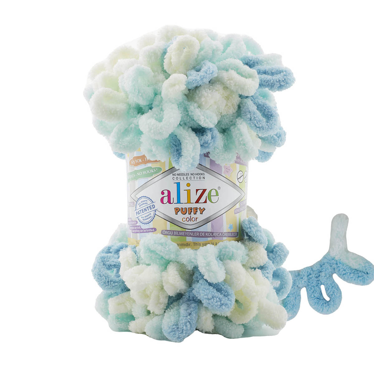 Пряжа для вязания Alize puffy color 100 г 9 м микрополиэстер плюшевая мягкая 6461 секционный 5 мотков - фото 6