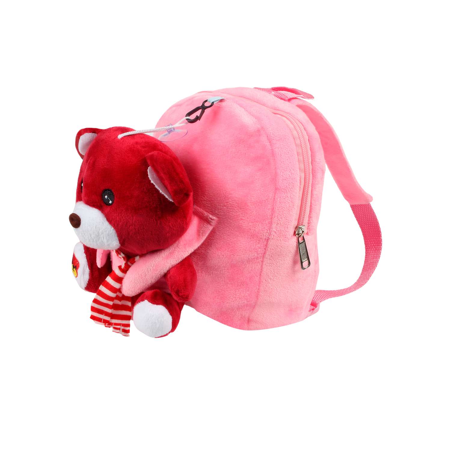 Рюкзак с игрушкой Little Mania розовый Мишка бордовый - фото 2