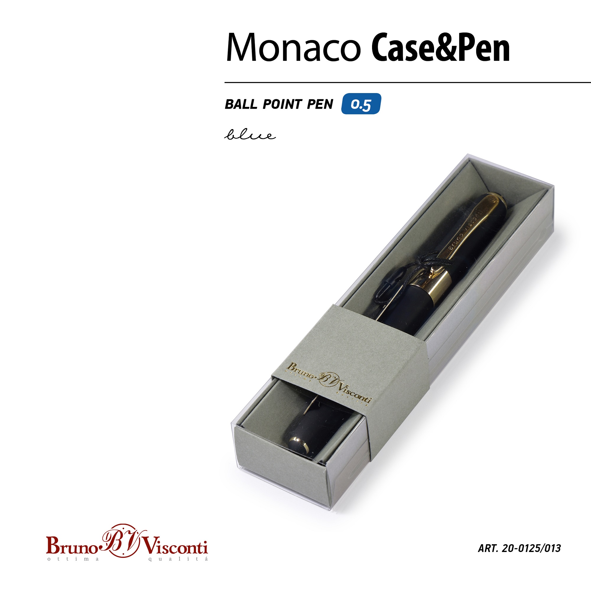 Подарочная ручка Bruno Visconti шариковая автоматическая Monaco черный корпус синяя 20-0125/013 - фото 2