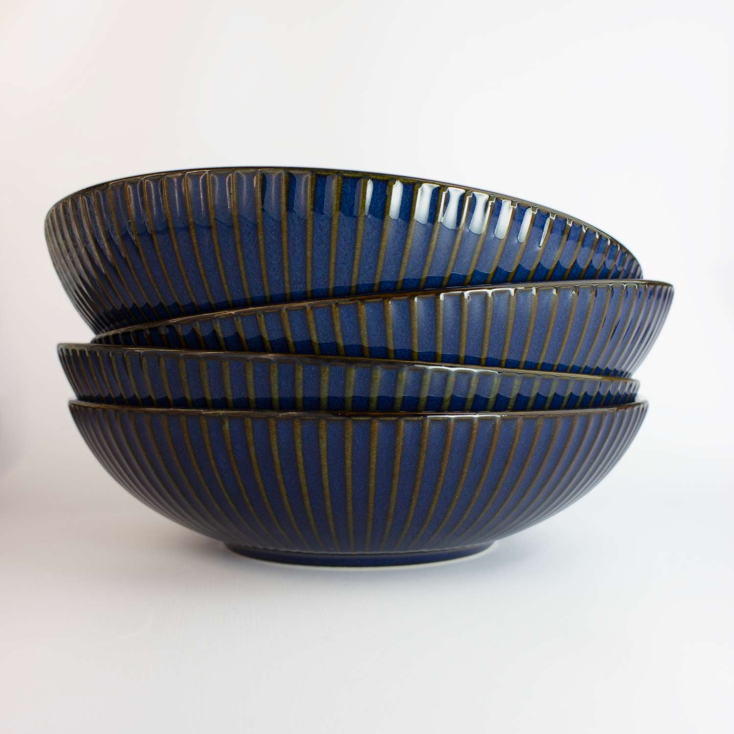 Набор тарелок Синие Грани суповые керамические 21 см 4 шт - фото 5