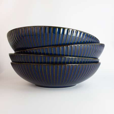 Набор тарелок Синие Грани суповые керамические 21 см 4 шт