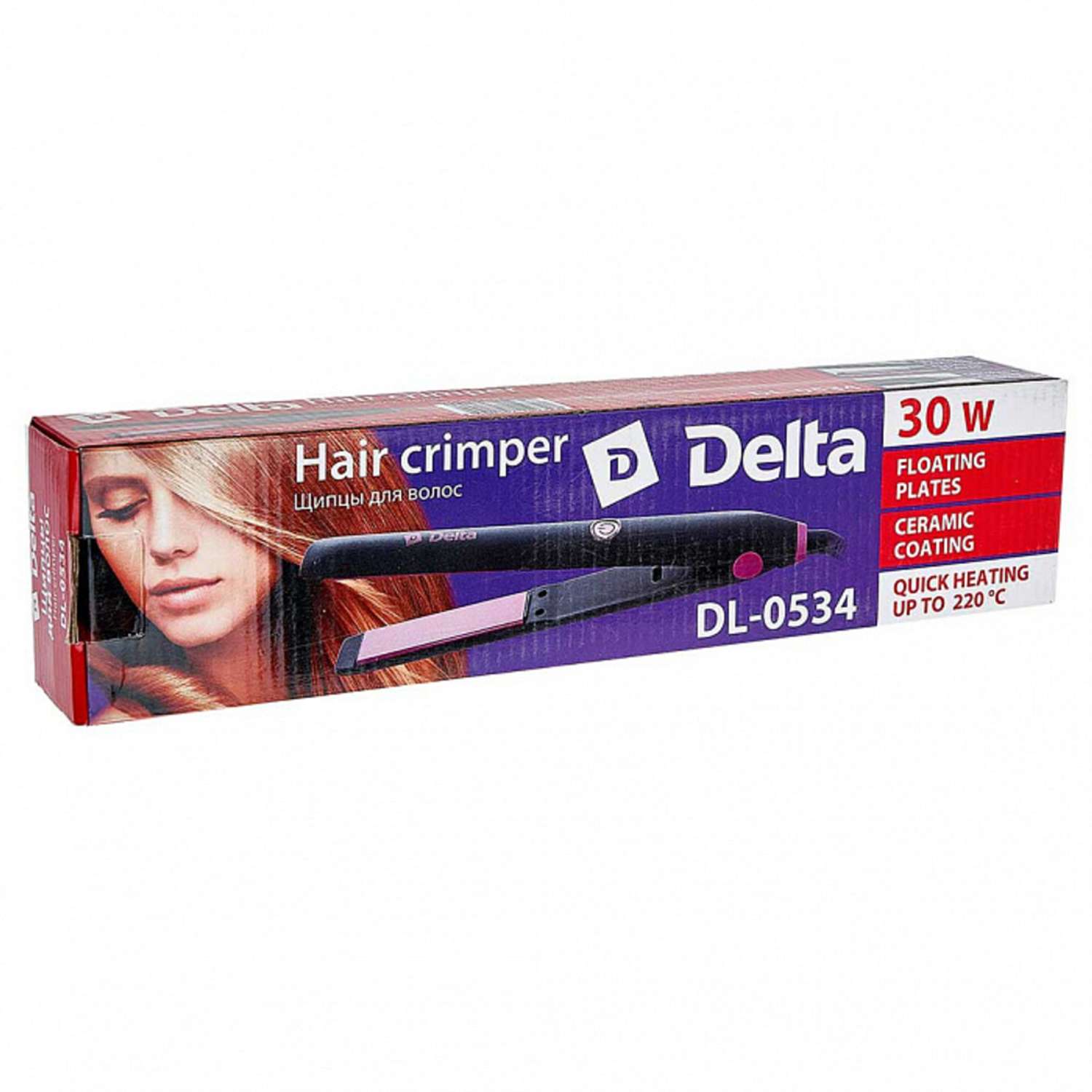 Щипцы для выпрямления волос Delta DL-0534 черный с розовым - фото 6