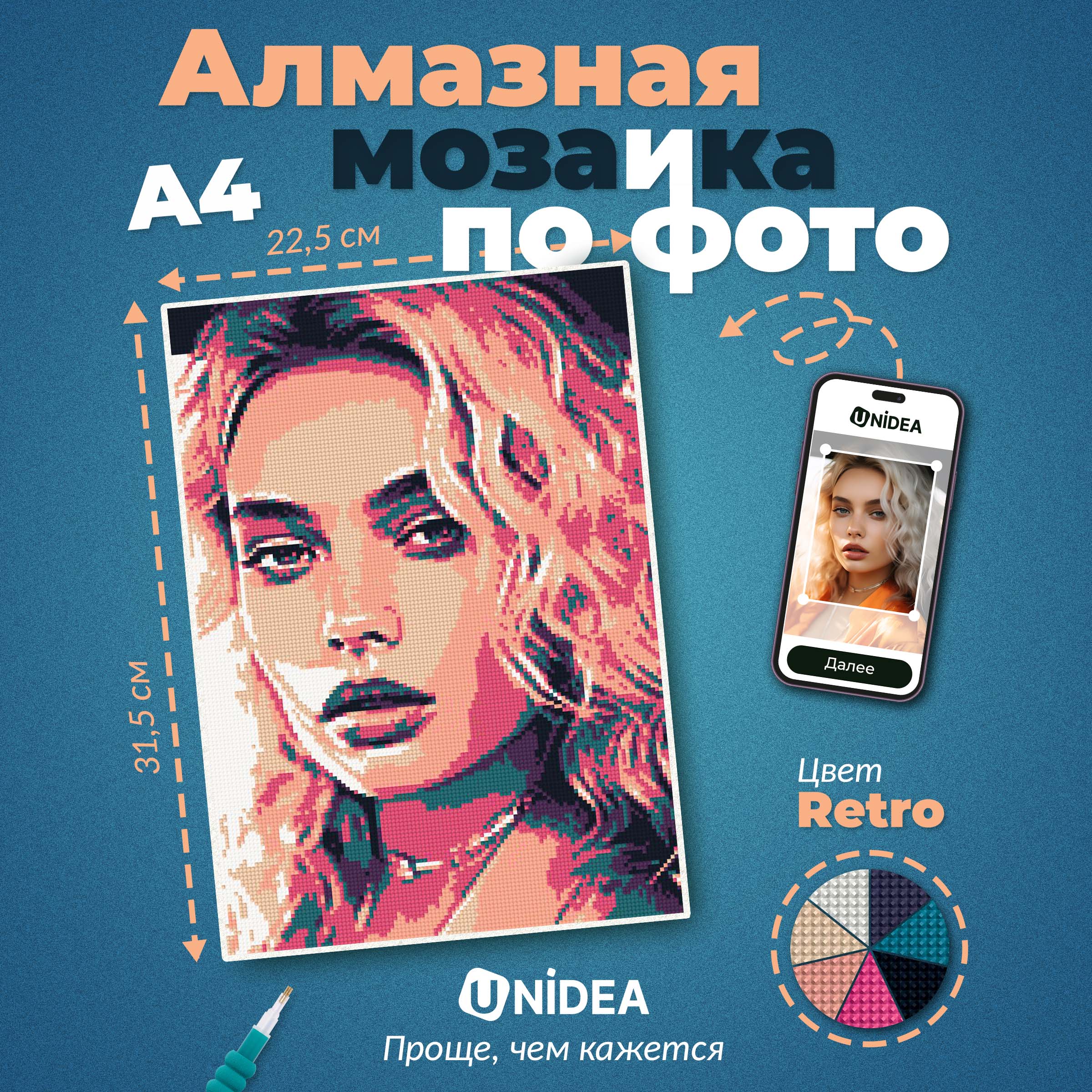 Алмазная мозаика UNIDEA А4 RETRO - фото 1