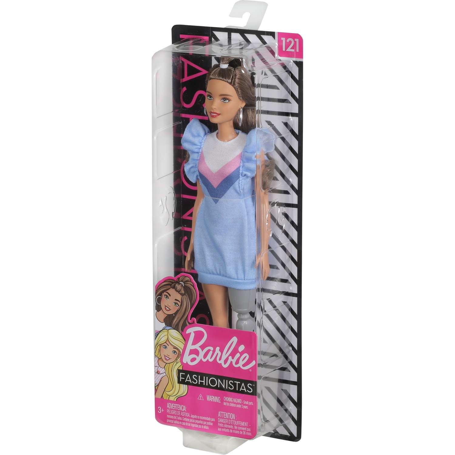 Кукла Barbie Игра с модой 121 Брюнетка с протезом в голубом платье FXL54 FBR37 - фото 3