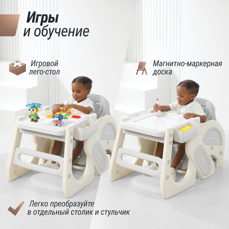 Стул для кормления Трансформер UNIX Kids Cloud 3 in 1 Grey