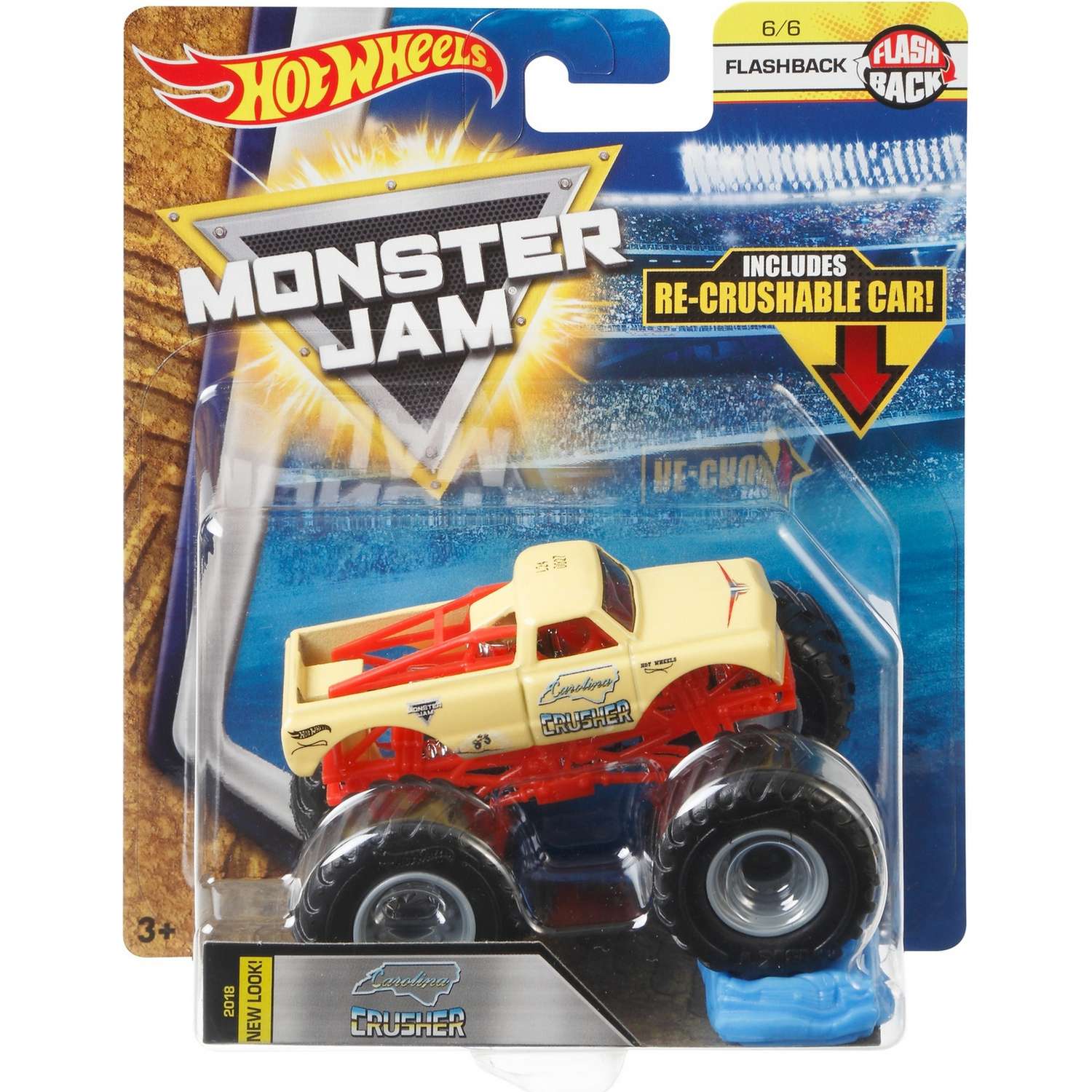 Машина Hot Wheels Monster Jam 1:64 Flashback Каролина Крашер FLX19 21572 - фото 2