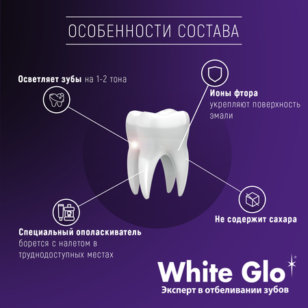 Зубная паста WHITE GLO отбеливающая 2в1