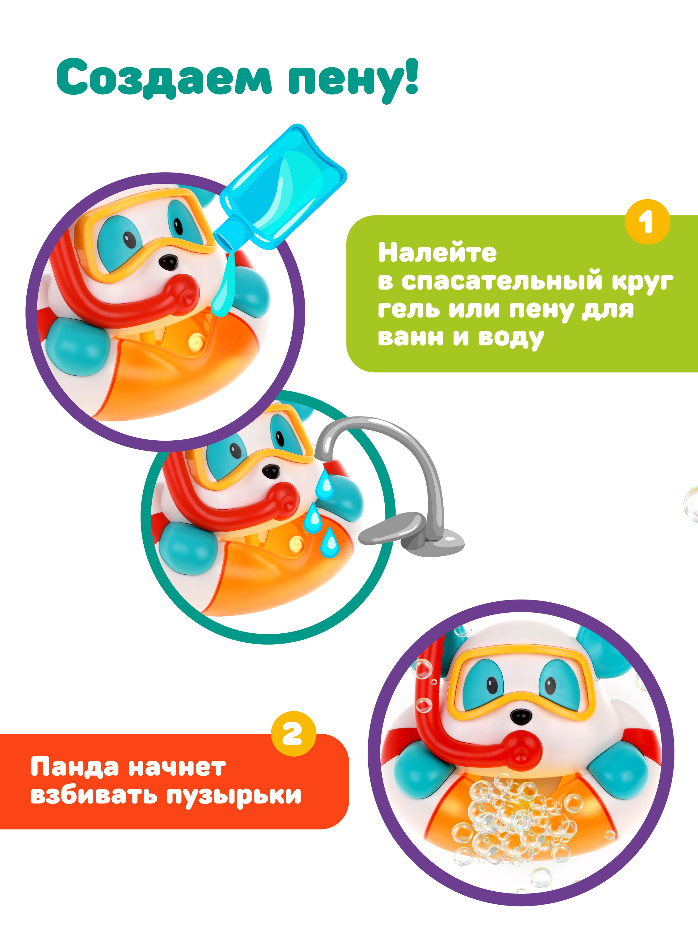 Игрушка для купания Жирафики генератор пены Панда - фото 3