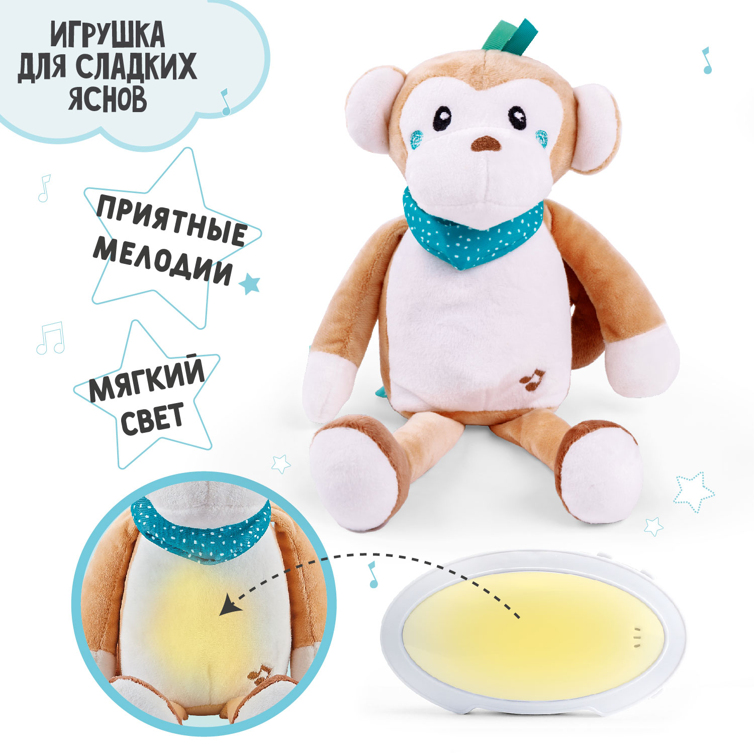 Игрушка-ночник AmaroBaby музыкальная Buddy Monkey - фото 4