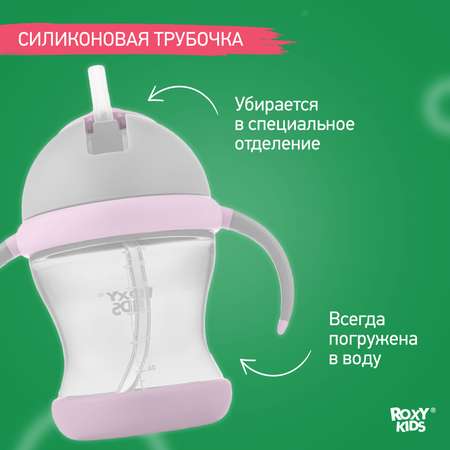 Поильник-непроливайка ROXY-KIDS с трубочкой 200 мл цвет серый лавандовый