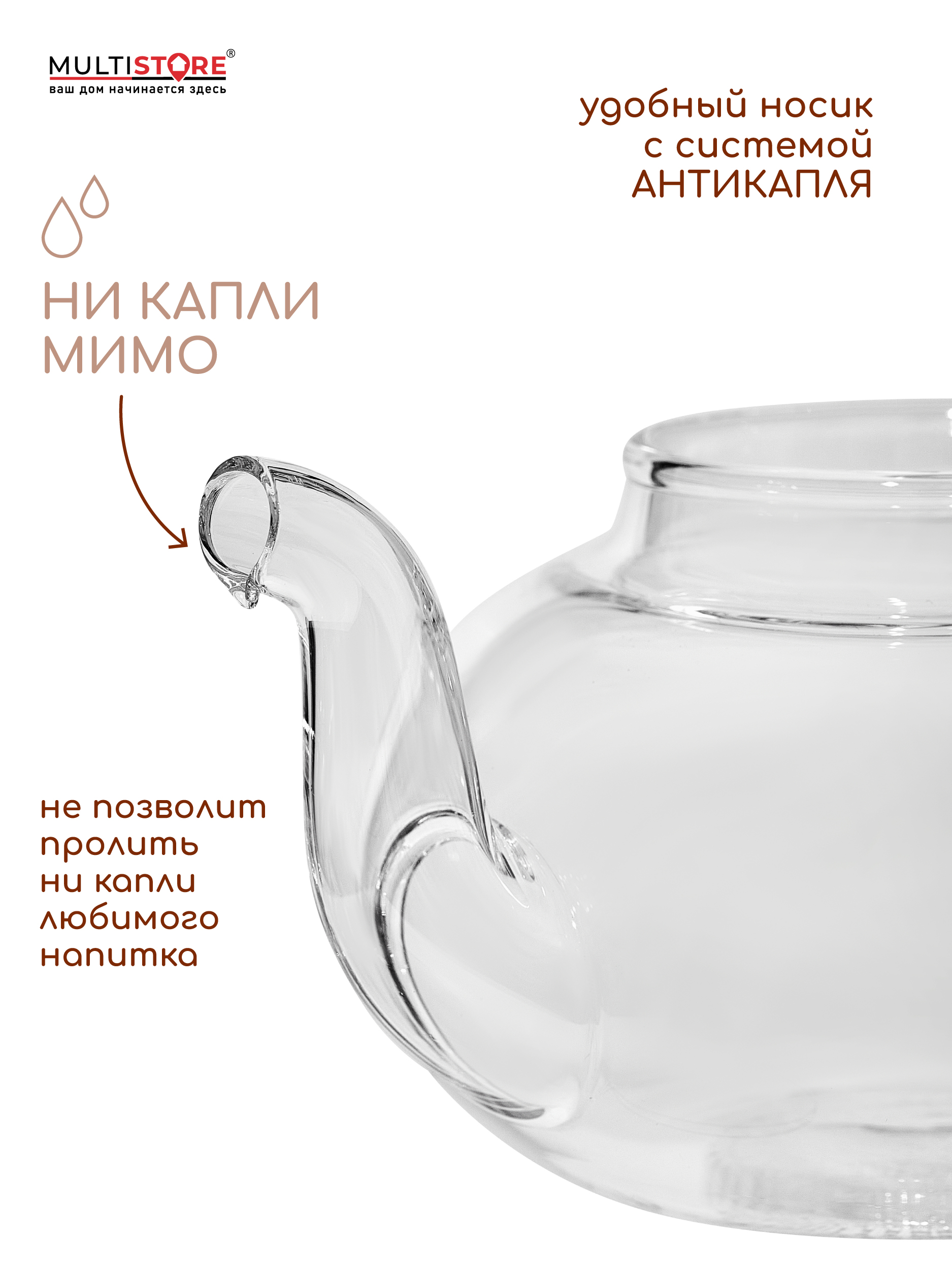 Чайник заварочный стеклянный Multistore 600 мл - фото 6