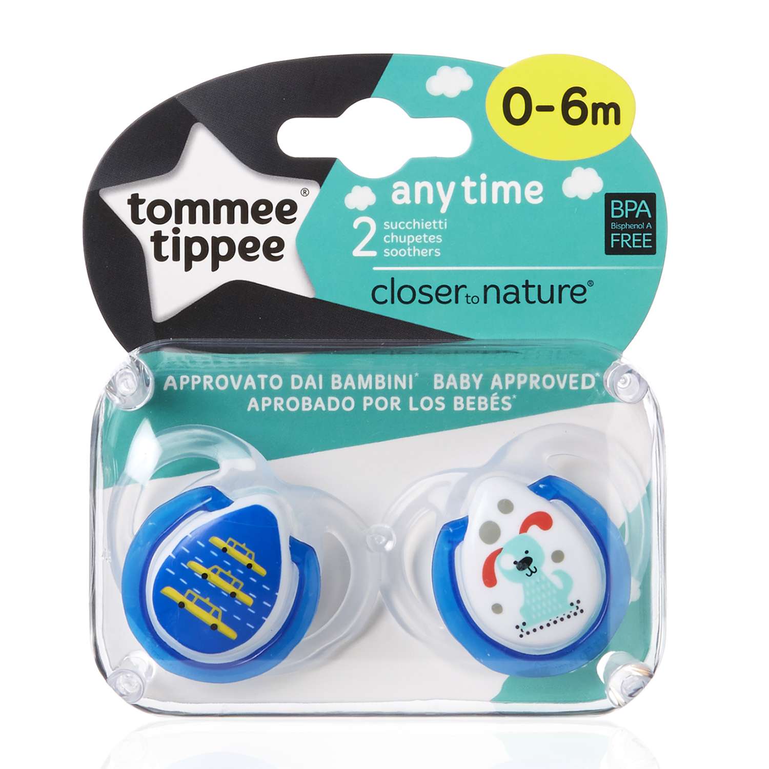 Пустышка Tommee tippee силиконовая с рисунком 0-6 мес. 2 шт Голубая - фото 2