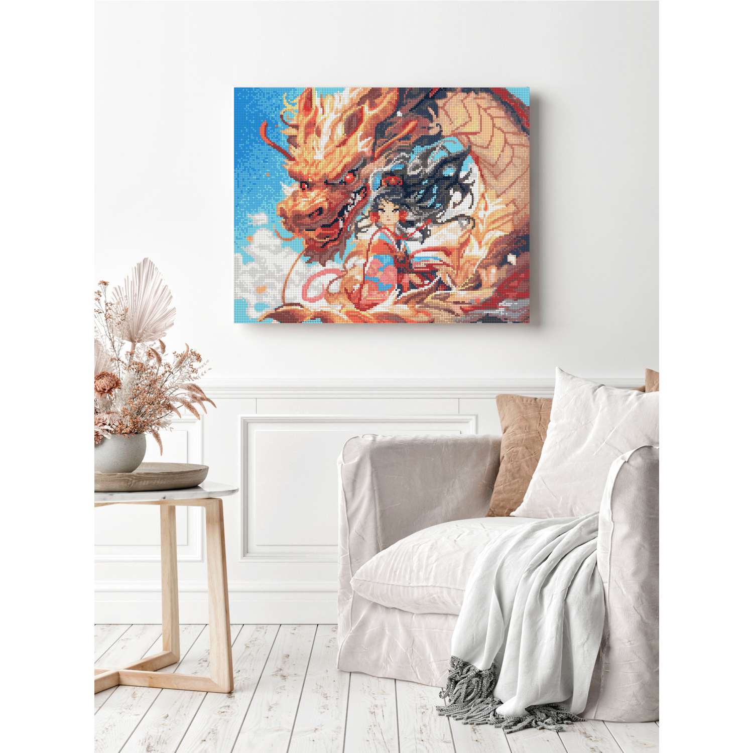 Алмазная мозаика Art sensation холст на подрамнике 40х50 см Девушка и дракон - фото 3