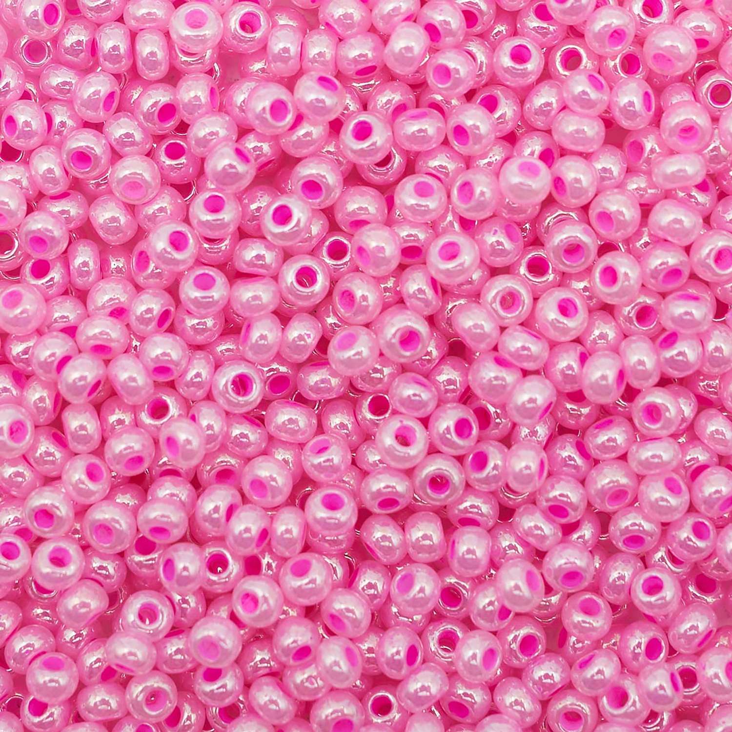 Бисер Preciosa чешский полупрозрачный жемчужный цветной центр 10/0 50 г Прециоза 37177 розовый - фото 2