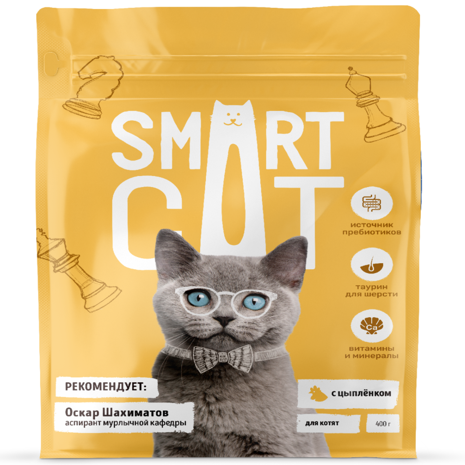 Сухой корм для кошек Smart cat 0.4 кг курица (для домашних, полнорационный) - фото 1