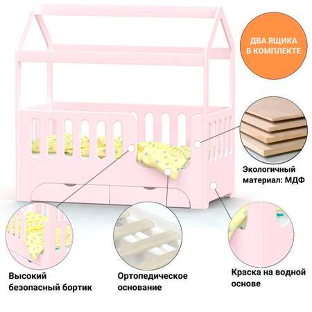 Кровать детская односпальная Roomiroom Односпальная 160х80 детская розовая левая