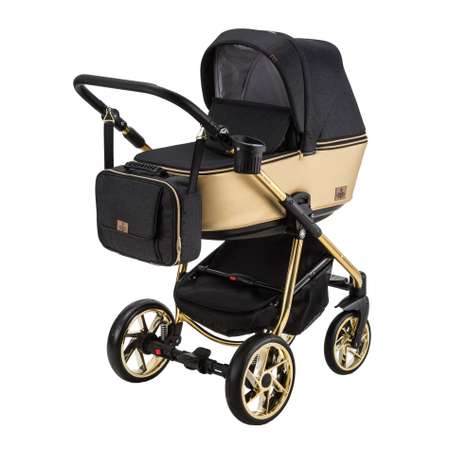 Коляска 3в1 BeBe-mobile Gusto SE GU202 Черный-Золотая перфорированная кожа-золотая рама