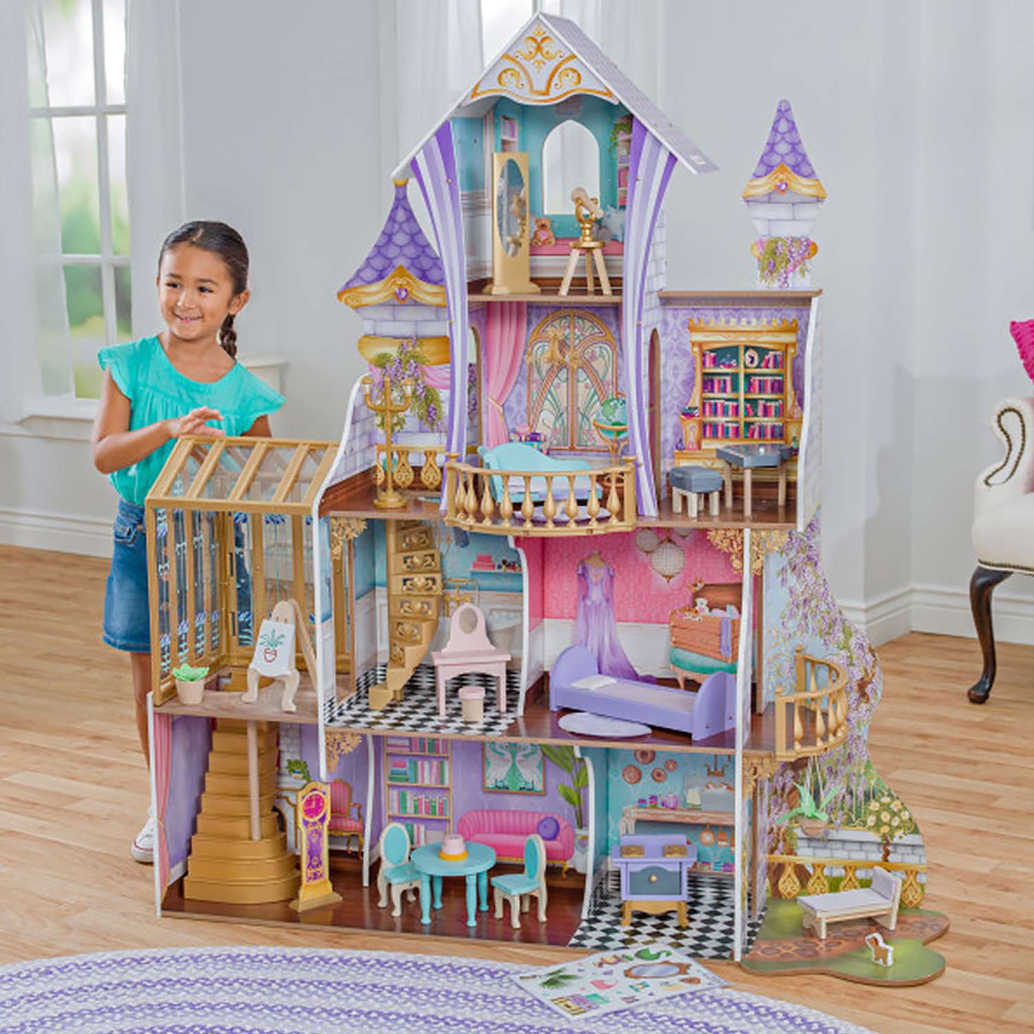 Кукольный домик  KidKraft Зачарованный Замок с мебелью 25 предметов свет звук 10153_KE 10153_KE - фото 1