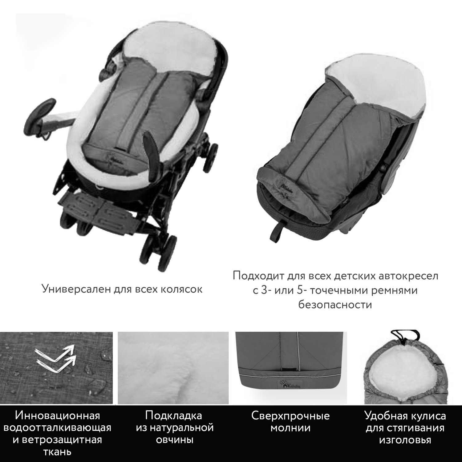 Меховой конверт Altabebe AL_MT2203-LP темно-синий - фото 13