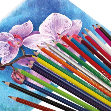 Карандаши цветные Brauberg для рисования набор 24 цвета шестигранные грифель мягкий 3мм