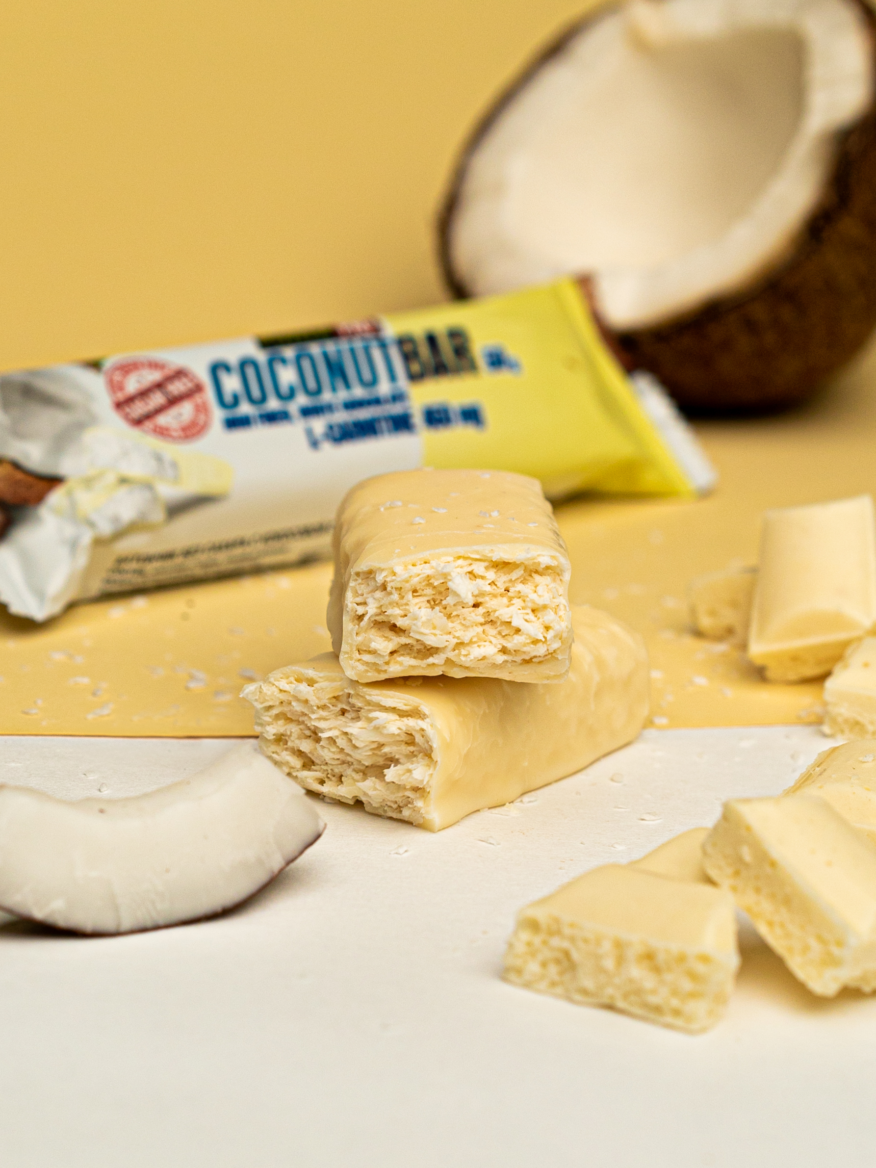 Батончик без сахара POWER PRO Coconut Bar в белом шоколаде 50г (10 шт) - фото 3