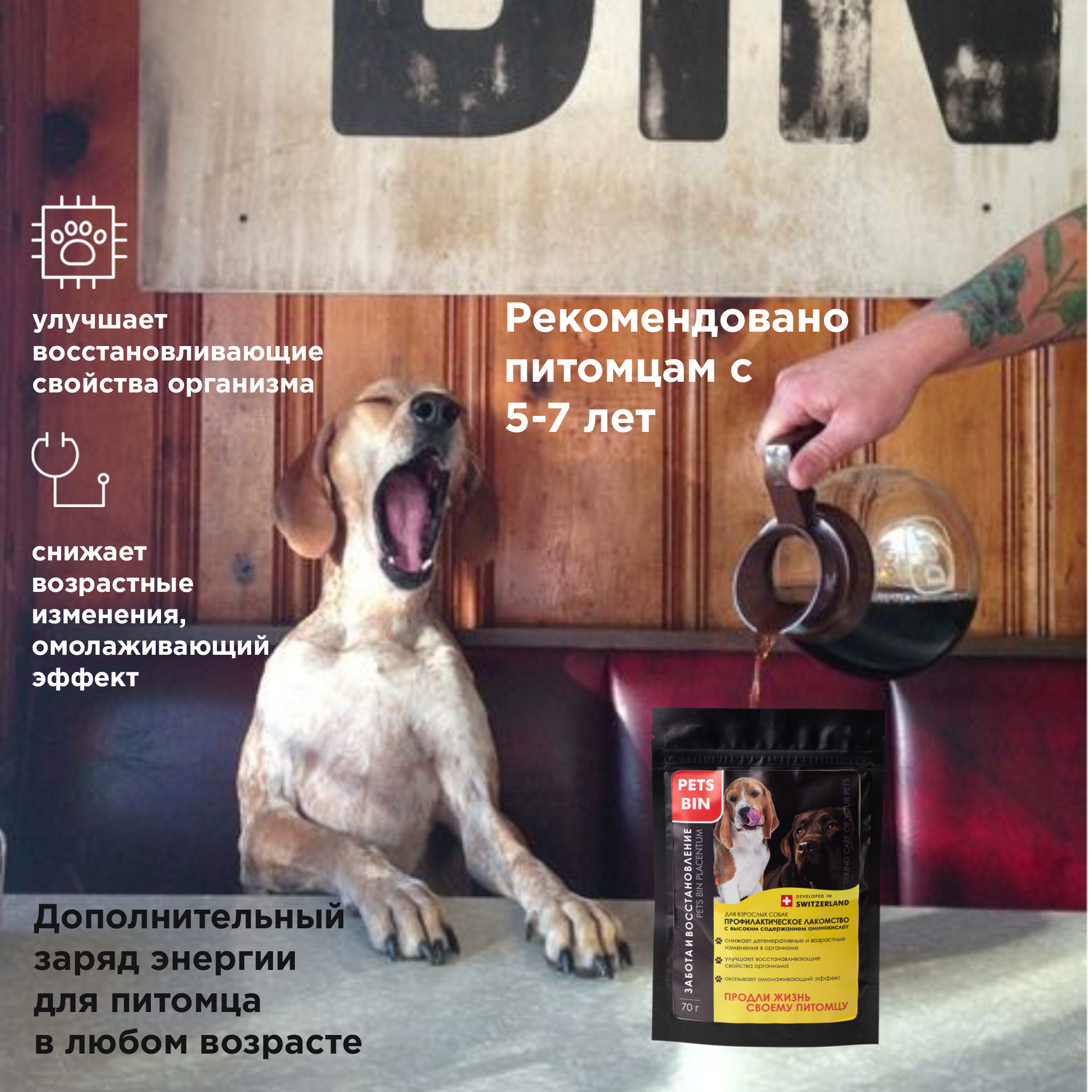 Лакомство для собак PETS BIN 0.07 кг (в период выздоровления) - фото 2