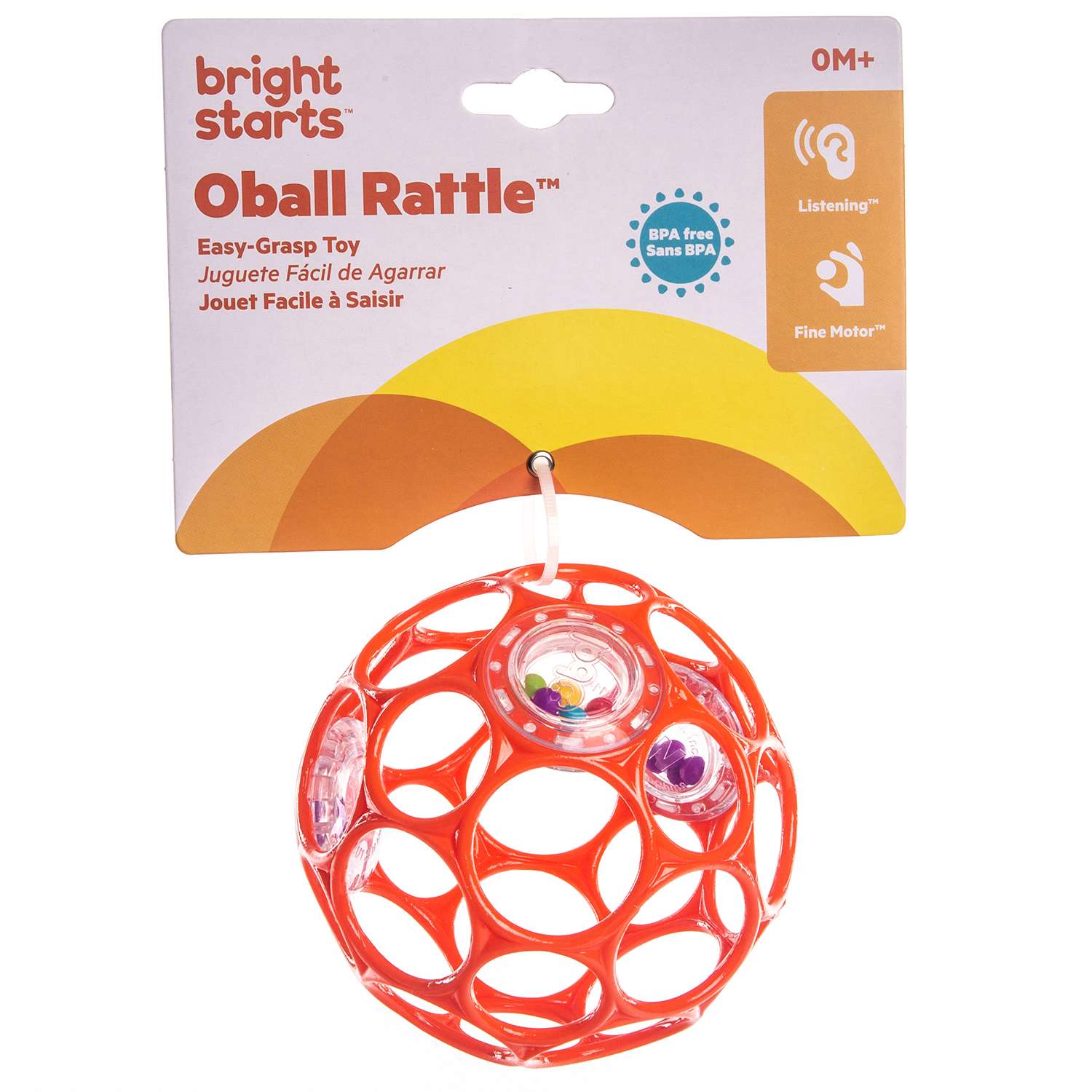 Мяч Bright Starts Oball с погремушкой Красный 11487BS - фото 2