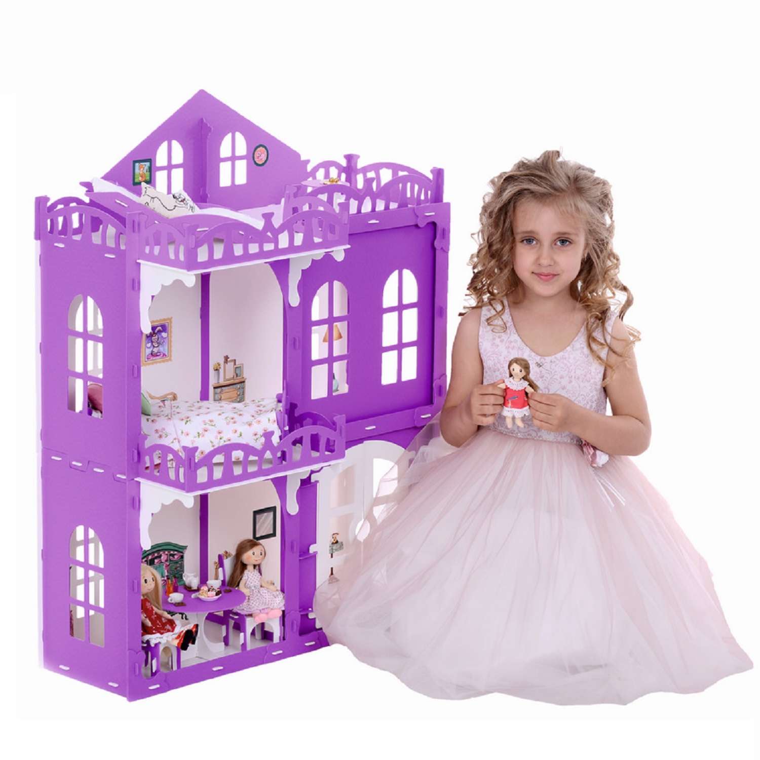 Домик для кукол Krasatoys Элизабет с мебелью 6 предметов 000289 000289 - фото 2