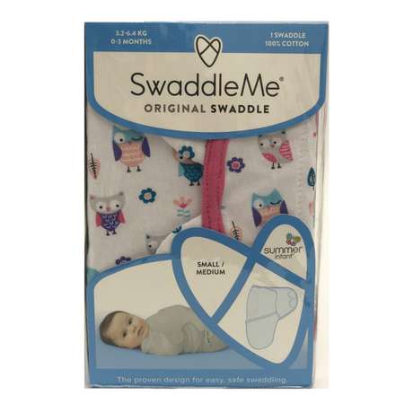 Конверт Summer Infant SwaddleMe Розовые совята на липучке S/M 56356