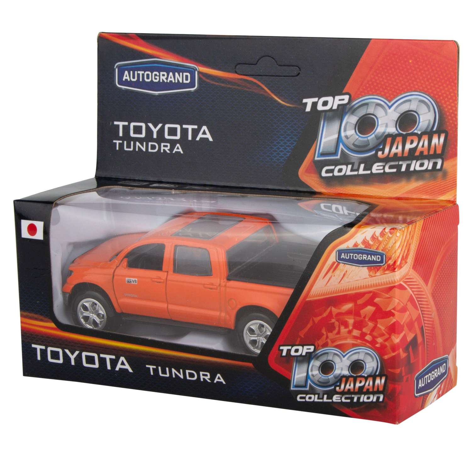 Машинка AUTOGRAND Toyota Tundra оранжевая металлическая с инерционным механизмом 12 см 78245 - фото 3