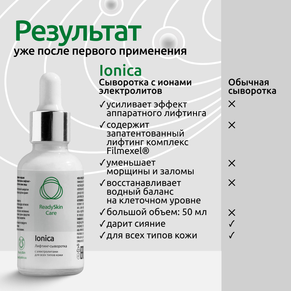 Лифтинг-сыворотка ReadySkin Care Ionica с электролитами для всех типов кожи 50 мл - фото 6