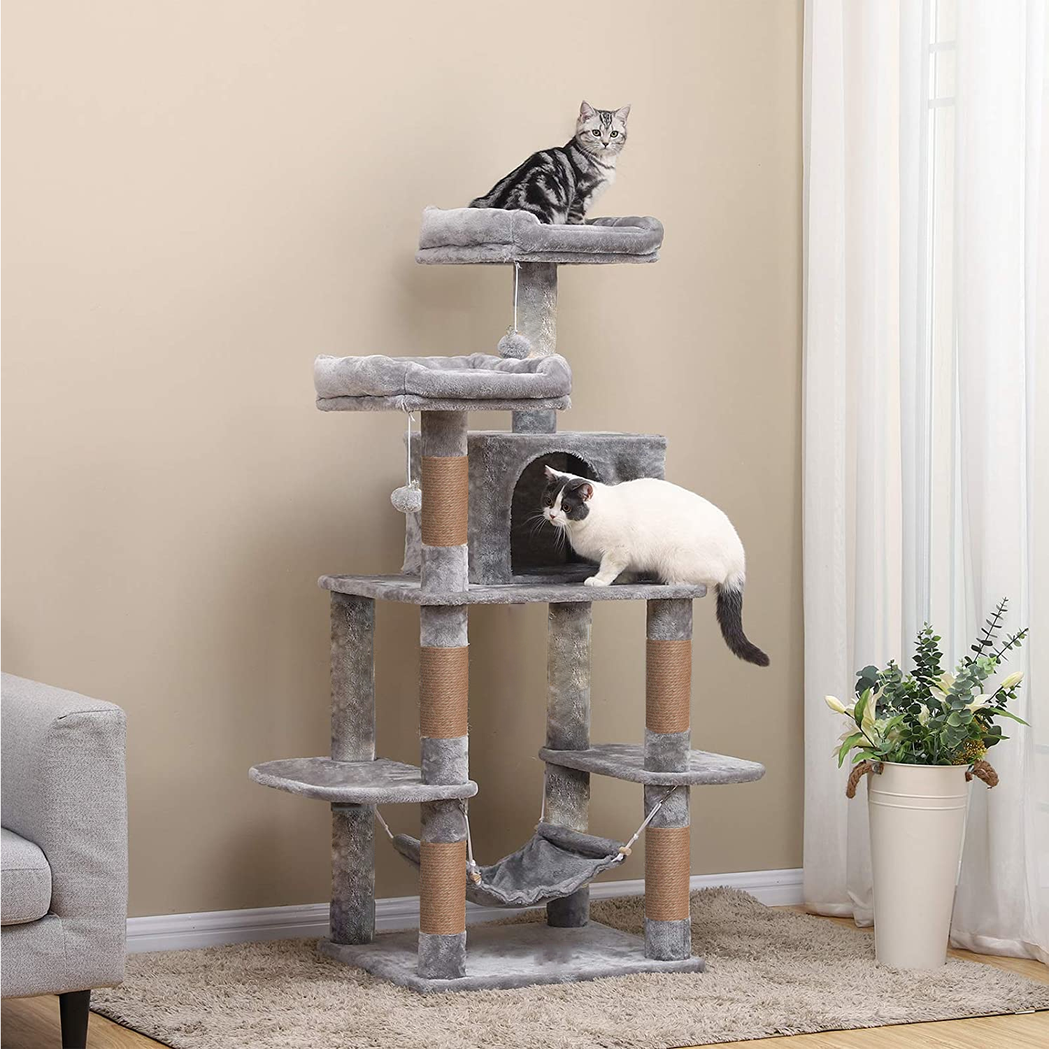 Игровой комплекс для кошек дом Pet БМФ Серый - фото 4