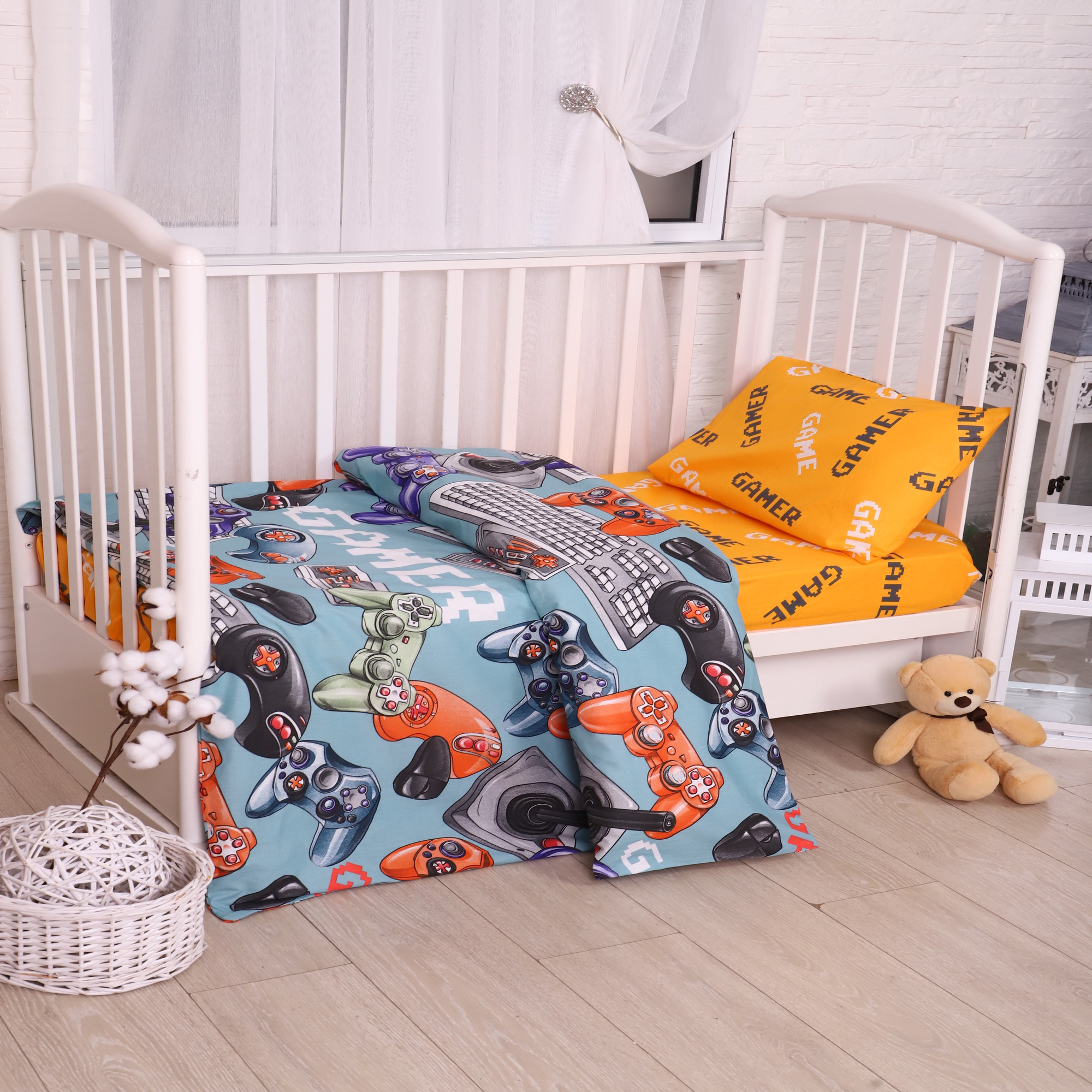 Комплект постельного белья Селтекс детский бязь с простыней на резинке Геймер - фото 5