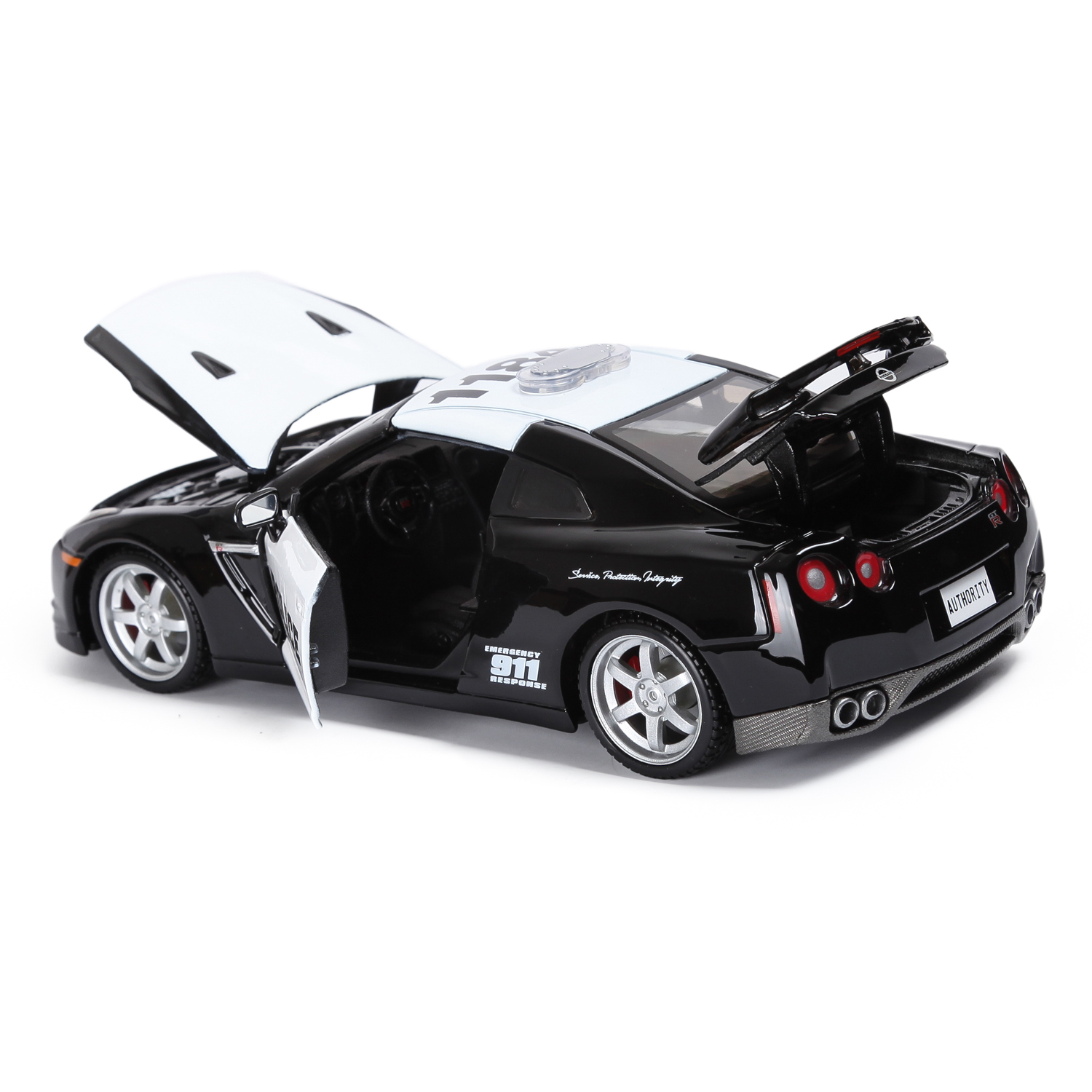 Полицейская машина MAISTO Nissan Gt-R 1:24 без механизмов черный 32512 - фото 4