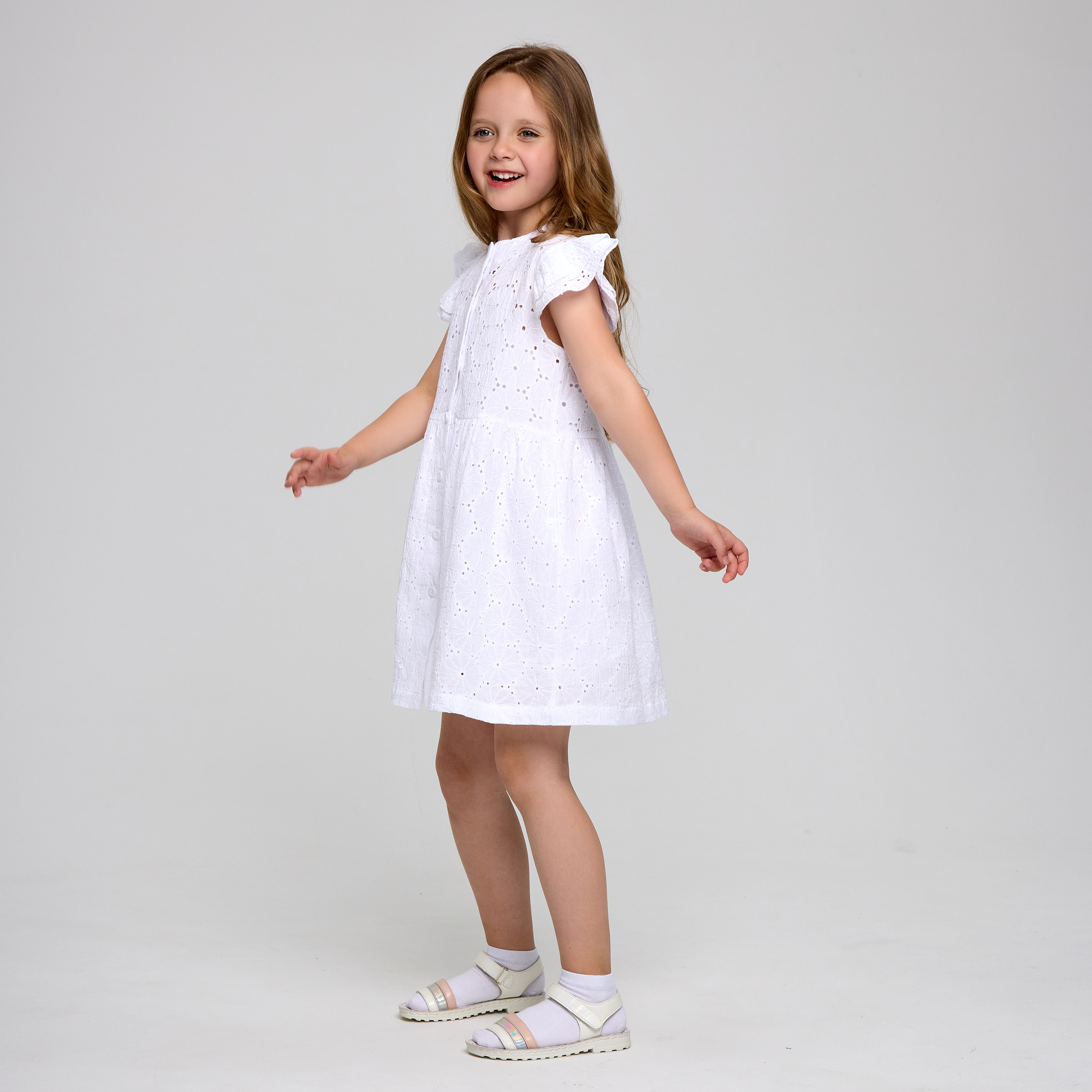 Платье CHILDREAM выбитый хлопок шитье белый - фото 6