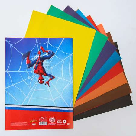 Бумага цветная MARVEL «Супер-герой» Человек-паук односторонняя А4 16 листов