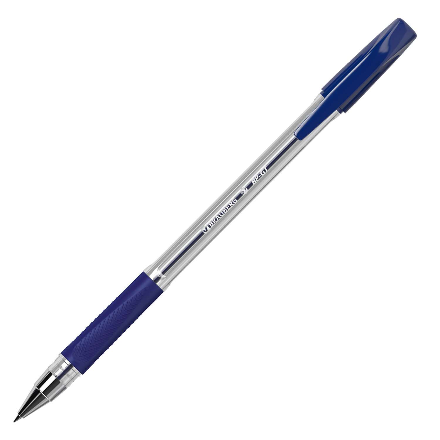 Ручки шариковые Brauberg синие набор 10 штук тонкие для школы с грипом - фото 5